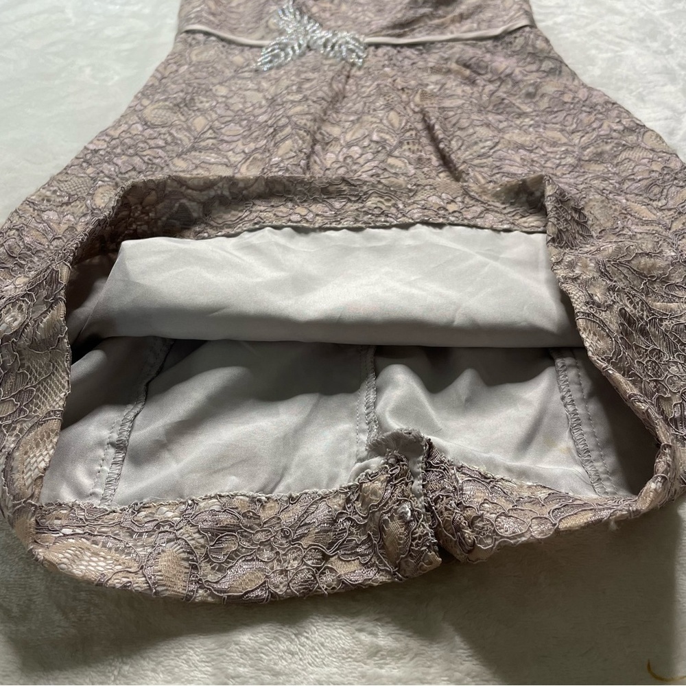 Zac Posen Truly Guipure Lace Sleeveless Special Occasion Dress in Gray Silver 2 - Picture 11 of 16